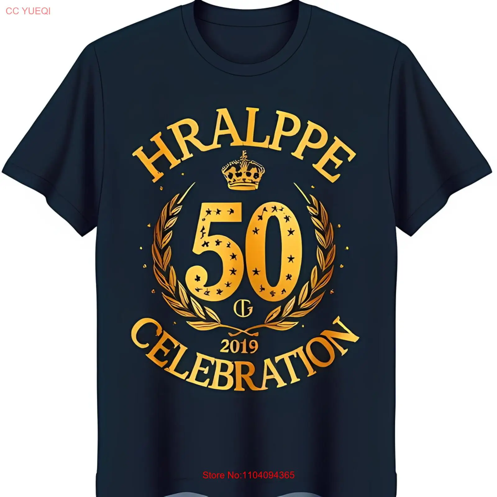 

Dark BlackT-Shirt with Gold 'HRALPPE 50 Celebration' Graphic & Laurel Wreath