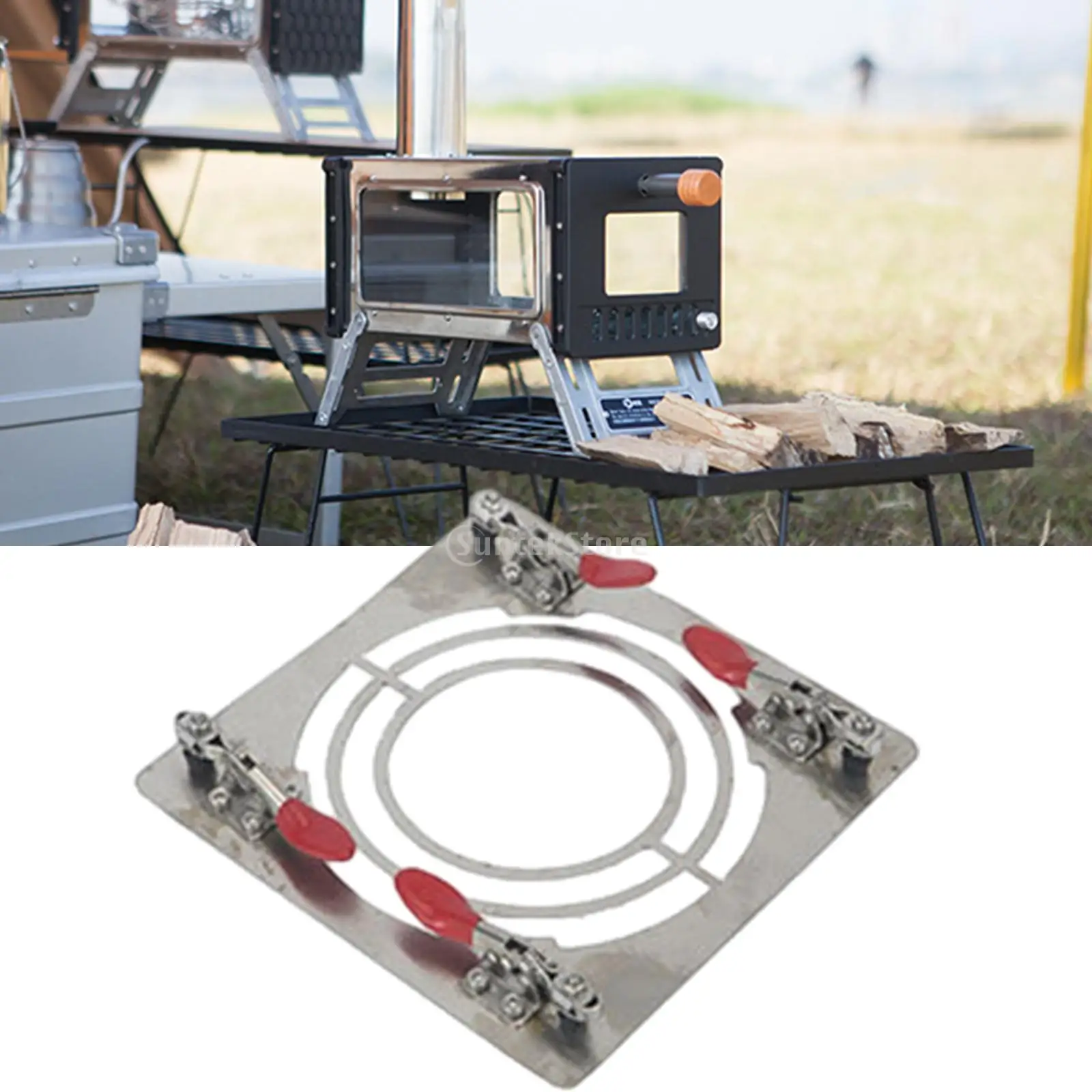 Hot Tent Stove Jack Camping Stove Jack Stainless Steel Clip Tent Protector for Firewood Stove Highly Flame Retardant for Tent