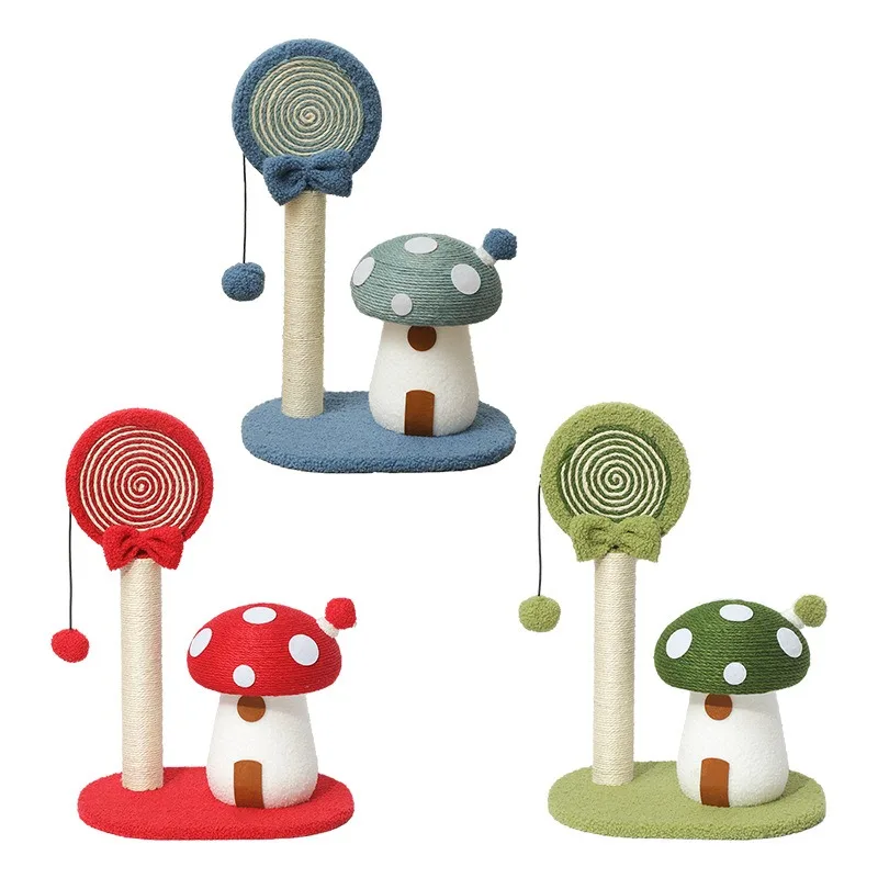 Cute Mushroom House Cat Scratch Board Lollipop Shaping Sisal Grinding Claw Post Cat Bored Pet Supplies view 5