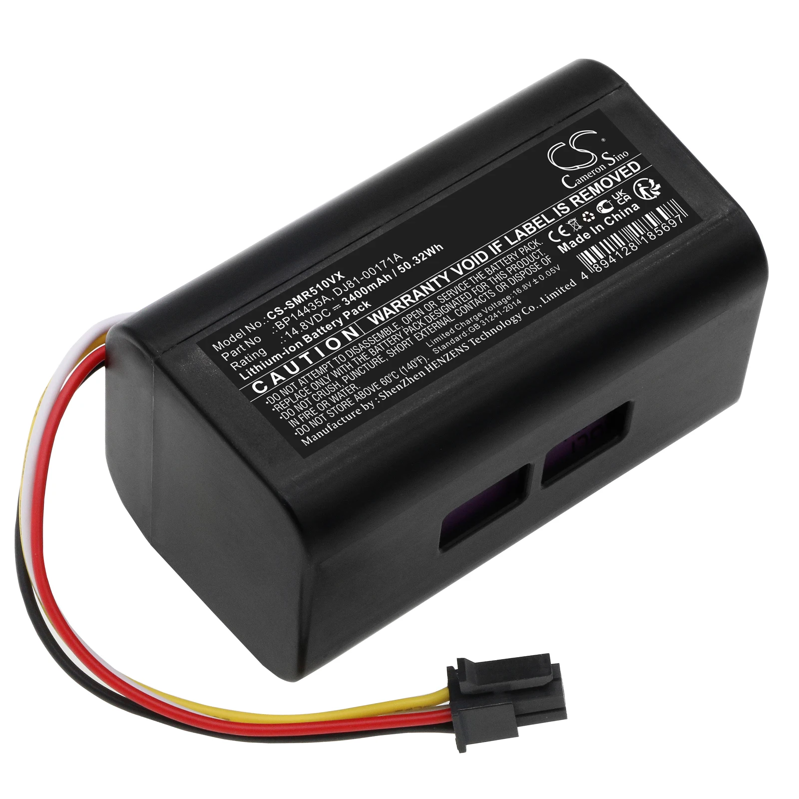 Replacement Battery for Eureka,Ursus Trotter,Midea,Samsung Groove NER300C,i5,i5 Home Cleaner PN: 3400mAh / 50.32Wh