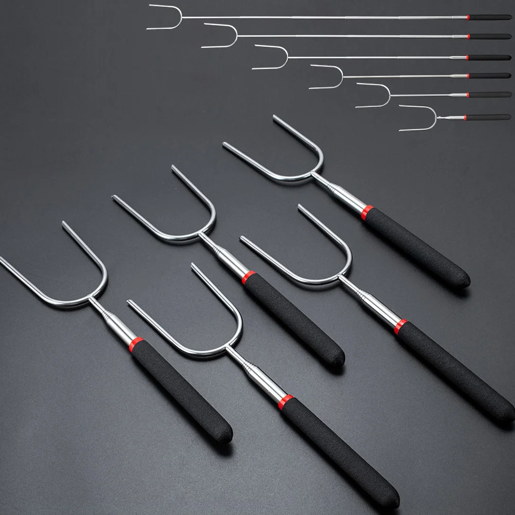 

2Pcs Barbecue Fork Roasting Sticks Stainless Steel Bbq Tool for Outdoor Family Grill Meat Skewers Cooking Supplies