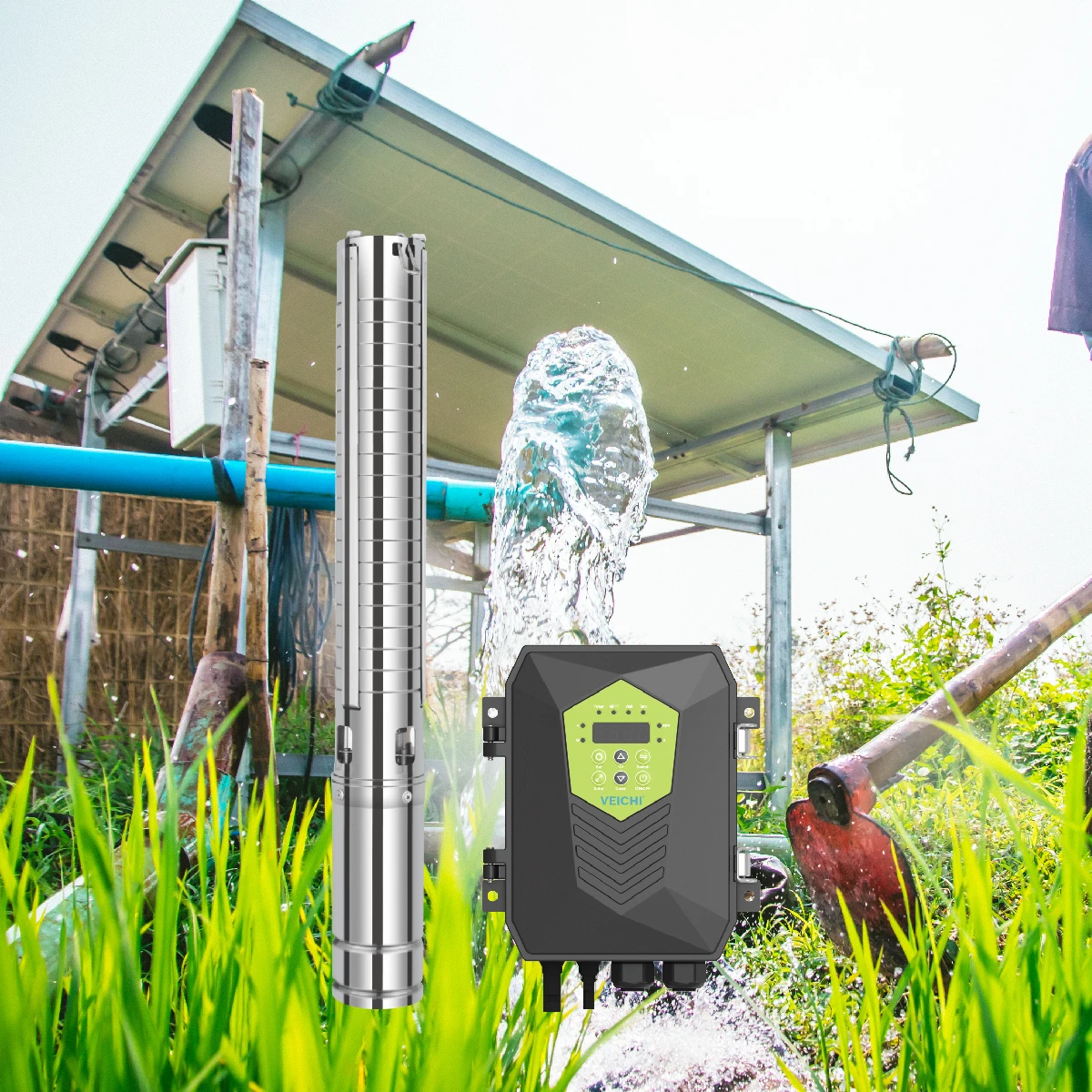 

VEICHI 304 Stainless Steel 4 Inch Automatic Water Pump Solar Irrigation Pump Systems for Deep Well