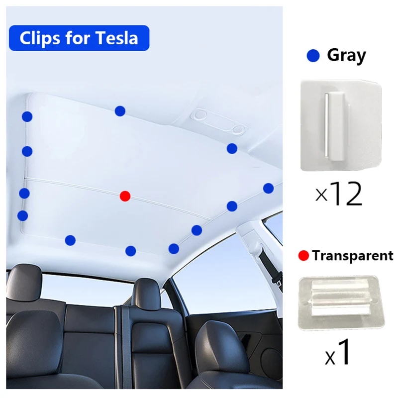 For Tesla Model Y S X 3 Roof Sunshade Clips Skylight Split Shade Windows Sunshades Sun Block Clip Interior Accessories 2025 2024