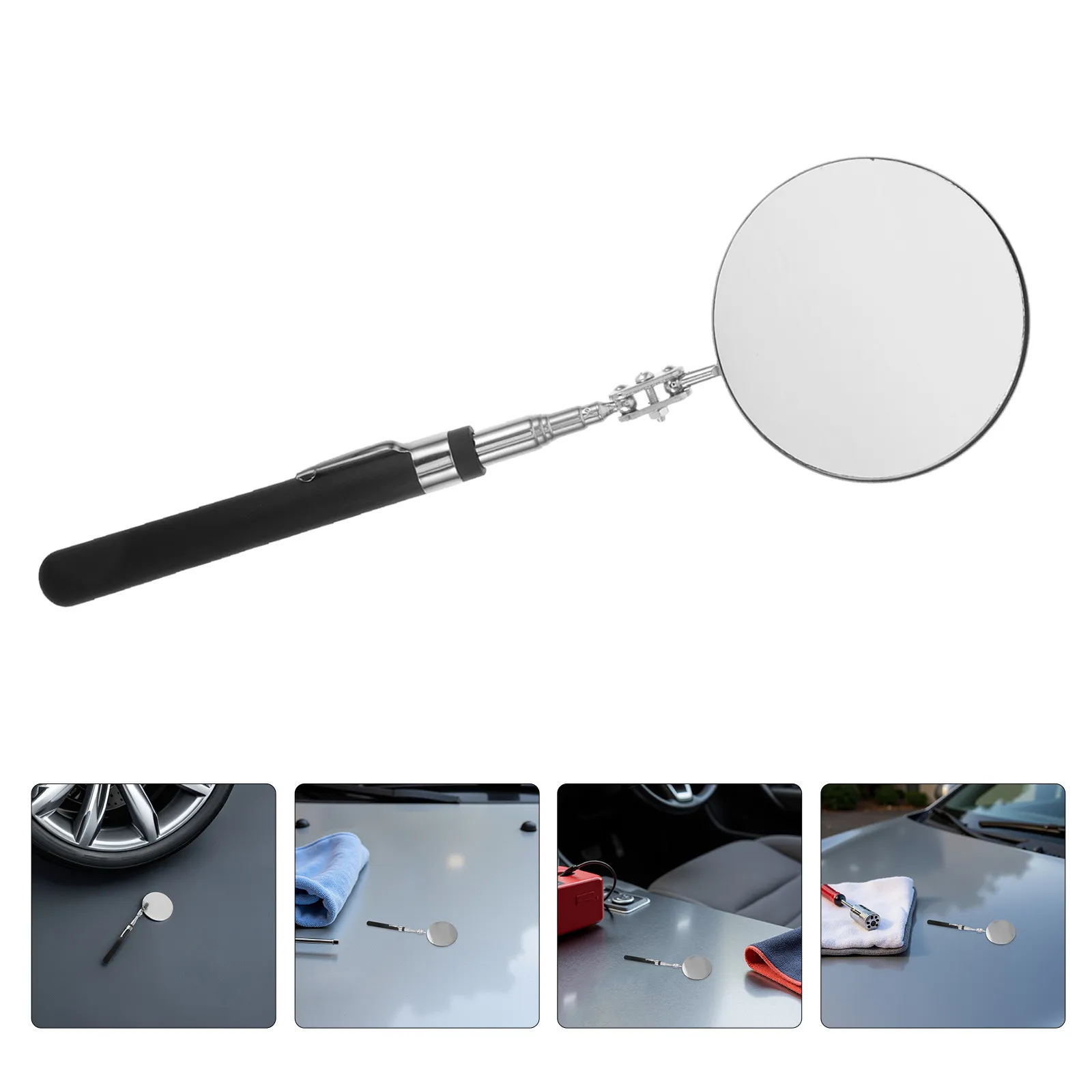 2Pcs Telescoping Auto Inspection Mirror Adjustable Stainless Steel Car Bottom Maintenance Mirror Mechanic Tool Inspection Stick
