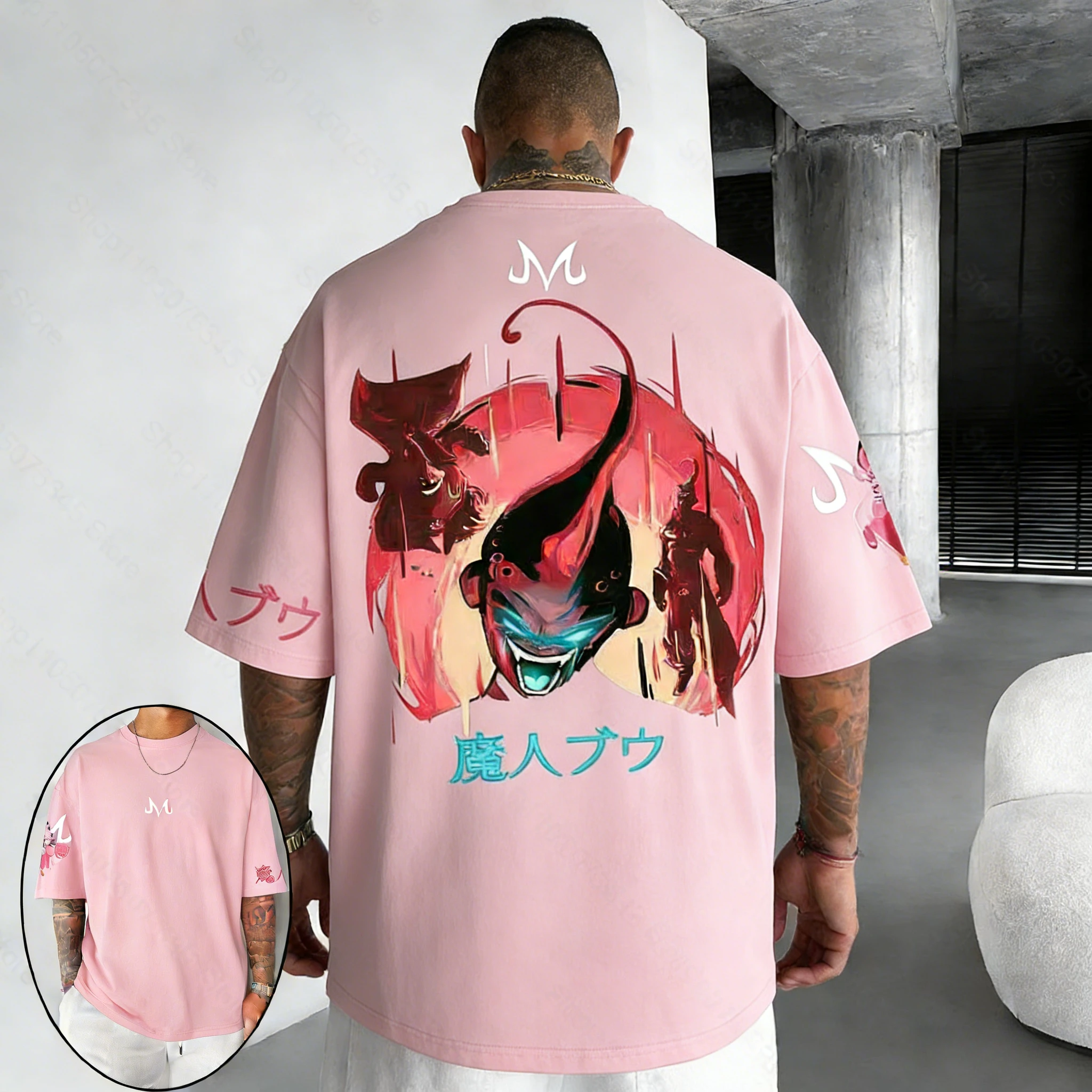 

Футболка Dragon Ball Anime 2026, летняя новинка, коллаборация Majin Buu, унисекс, в стиле Харадзюку, оверсайз, свободная, повседневная, для родителей и детей, с коротким рукавом