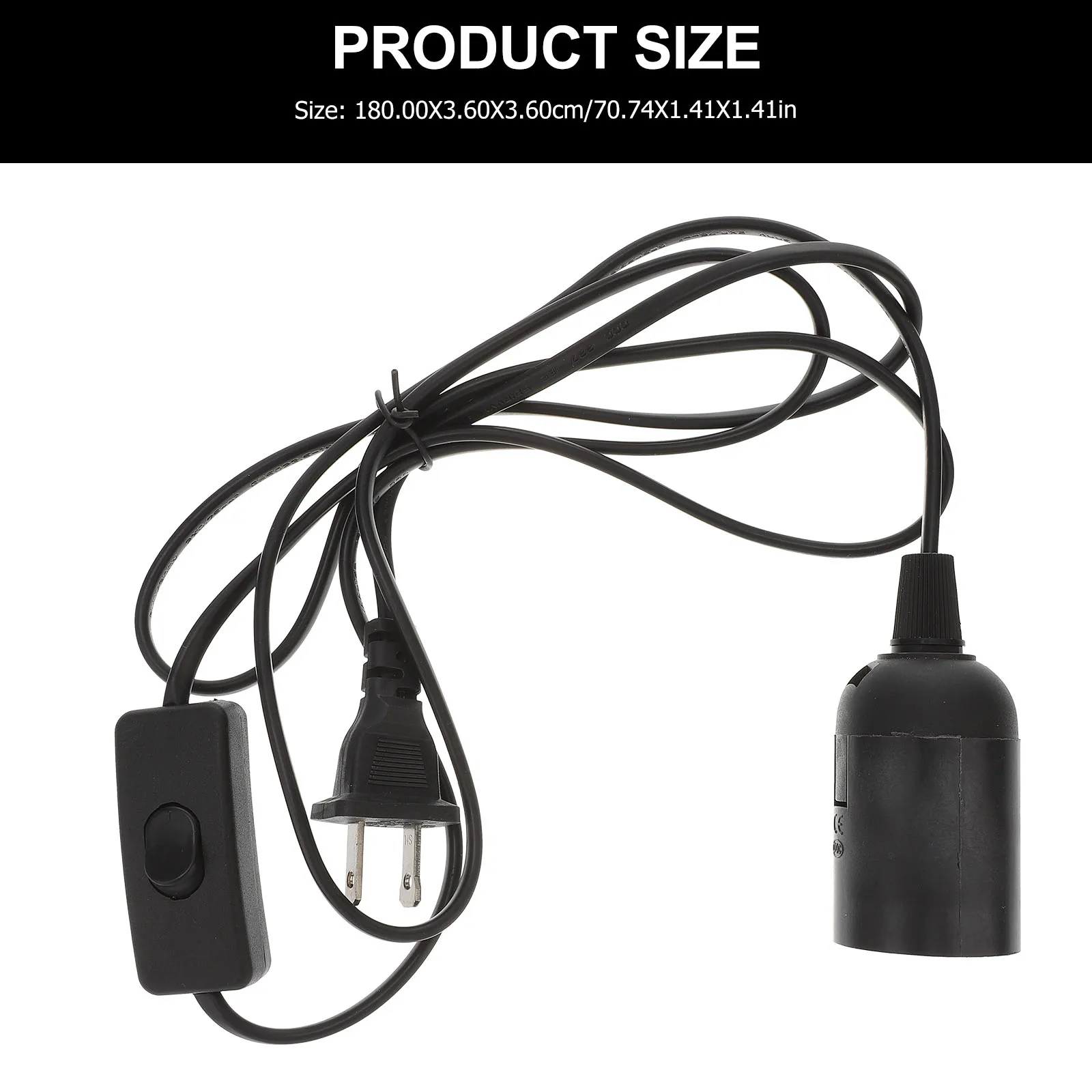 

2pcs E27 Light Socket Cord Black US Plug Pendant Lamp Holder Round Body Hanging Light Cord Accessories E27 Bulb