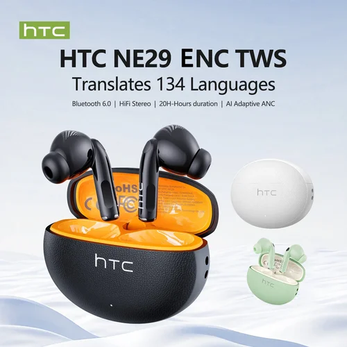 HTC NE29 auriculares Bluetooth V6.0 auriculares con traductor AI auriculares deportivos inalámbricos cómodos reducción de ruido ultraligera en el oído