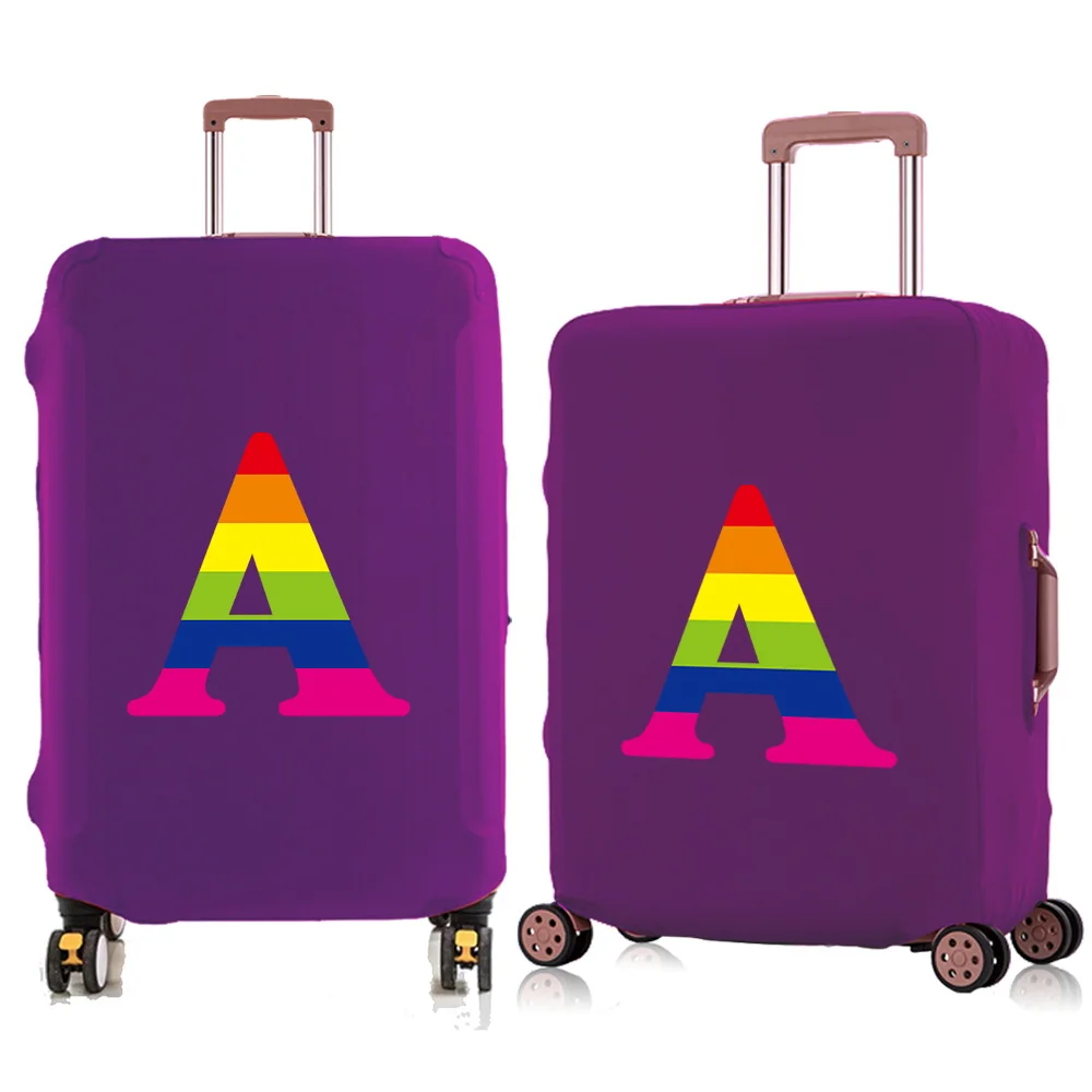 Suitcase Cover Luggage Protective Cover Rainbow Initials Design Travel Elastic Dust Cases for 18 To 28 Inches Travel Accessories