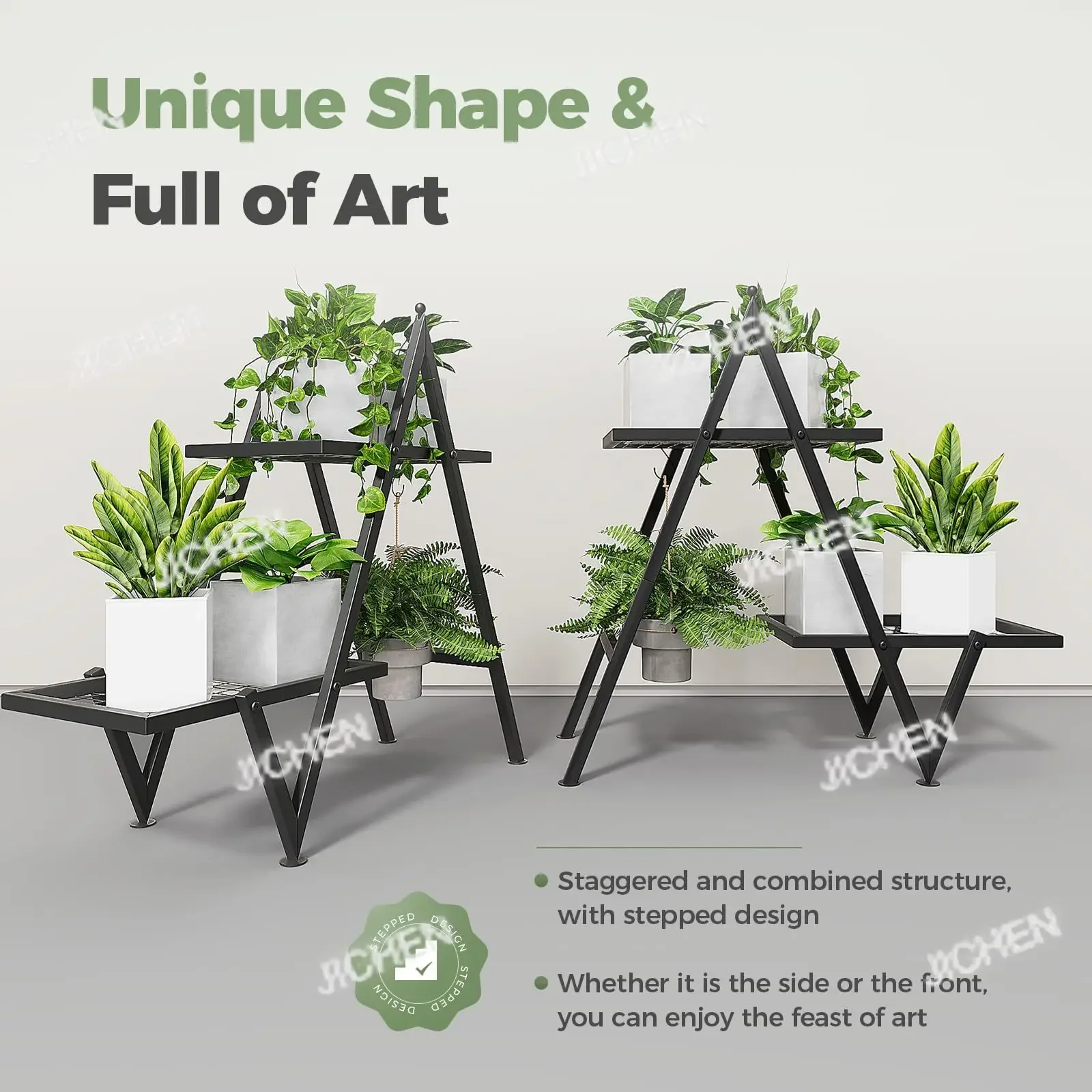 

New product A-shaped metal plant support frame indoor and outdoor 2-layer corner plant bracket living room bedroom decoration di