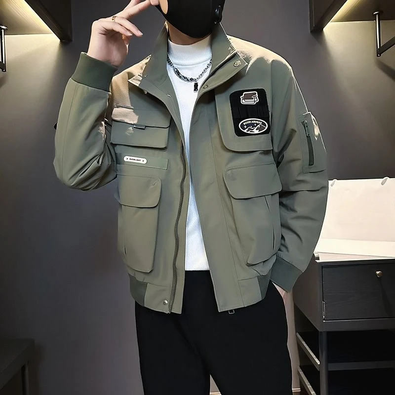 2025 primavera otoño chaqueta informal con cuello levantado Premium para hombre estilo informal de moda ropa de trabajo versátil prendas de vestir exteriores de moda