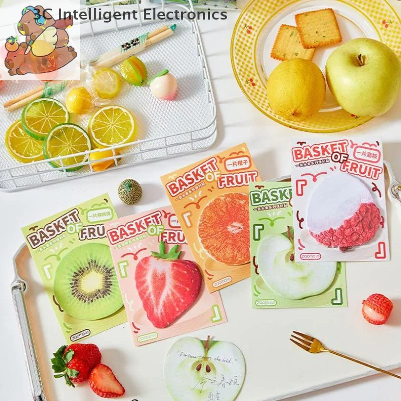 30 Pcs Cute Creative Food Material Sticky Notes Simulate Vegetable Fruits Mini Notes Message Notepad Diy Elf-Stick Memo Pads