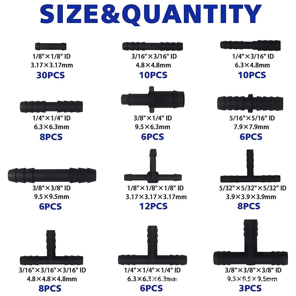 Carro Mangueira Conector Sortimento, Redutor Set, Direto T Peça Conector, Reparação Acessórios Ferramenta, Sistemas, Ferramentas De Jardim, 113 Pcs