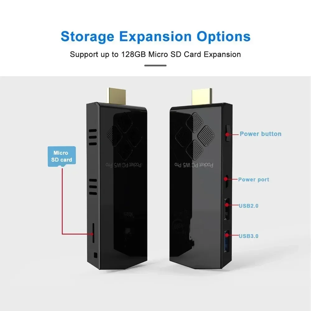 SZBOX W5 PRO Mini PC TV Stick Windows 10 Intel Atom Z8350 4GB/8GB RAM 64GB/128GB ROM 2.4G/5G WiFi Micro PC Computer Stick #4