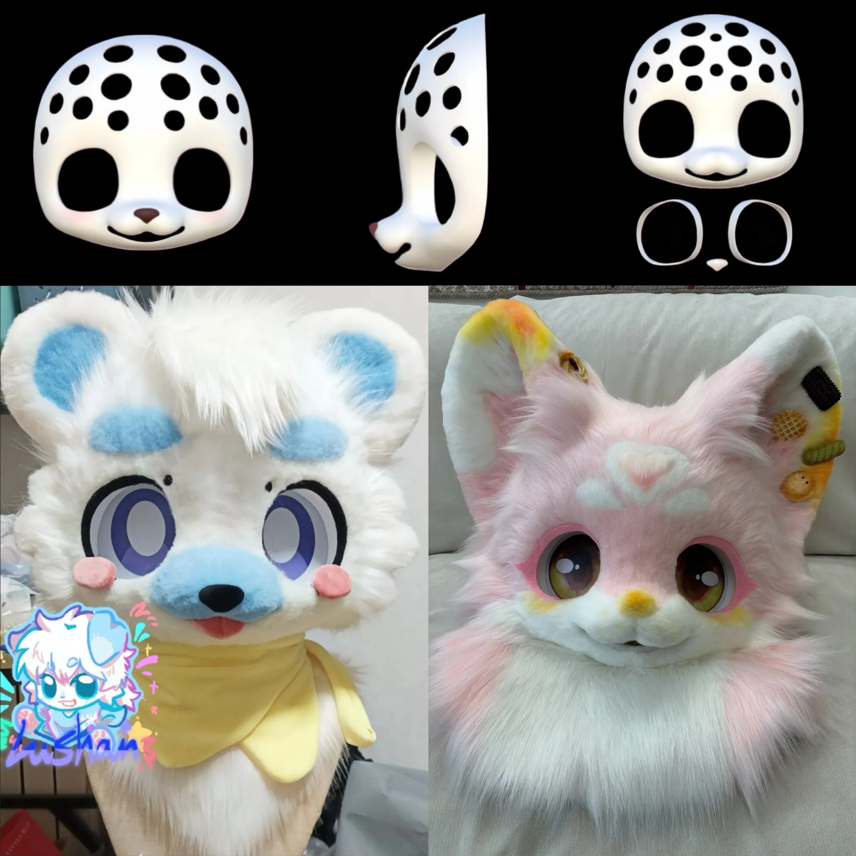 

Kemono Short snout Base Mask Fursuit Resin Kig Serie Beast Suit Skull Furuit Costume PLA printed skull DIY Accessories