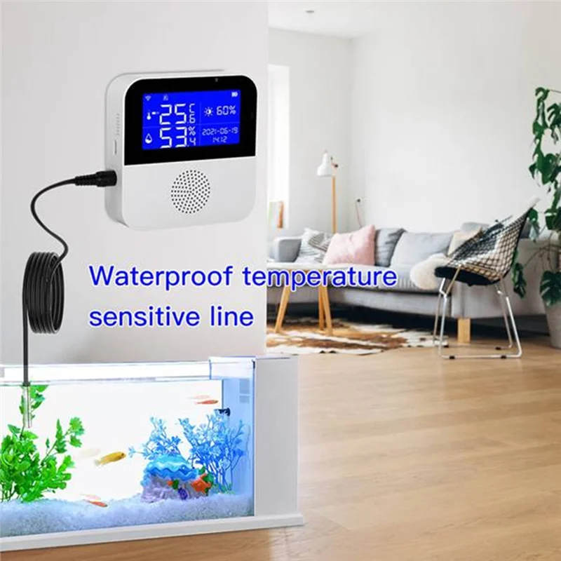 

2PCS Tuya Wifi Temperature Humidity Sensor With External Probe LCD Screen Remote Monitor Home Dual Temperature Sensor-HGSW