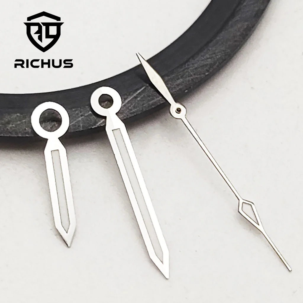 RICHUS Silver Watch Hands NH35 Hands Green Luminous Fit NH34 NH35 NH36 ETA2824 2836 Miyota8215-DG Movement