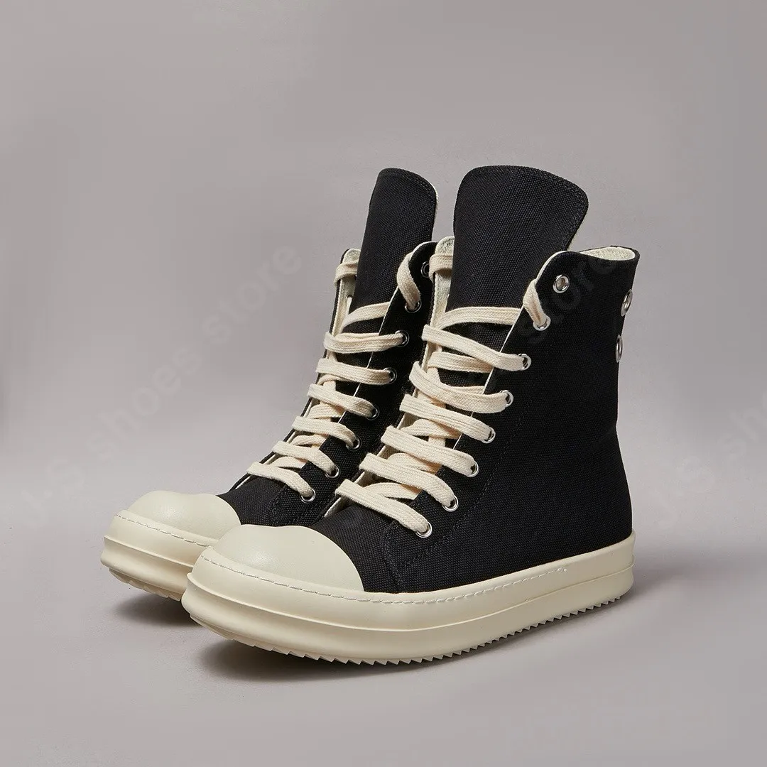 Ricks Shoe High Top Canvas Shoe Sneaker Brand RO Shoes Women Casual Shoe Owen Men shoe Lace Up Black metal holes breathable shoe