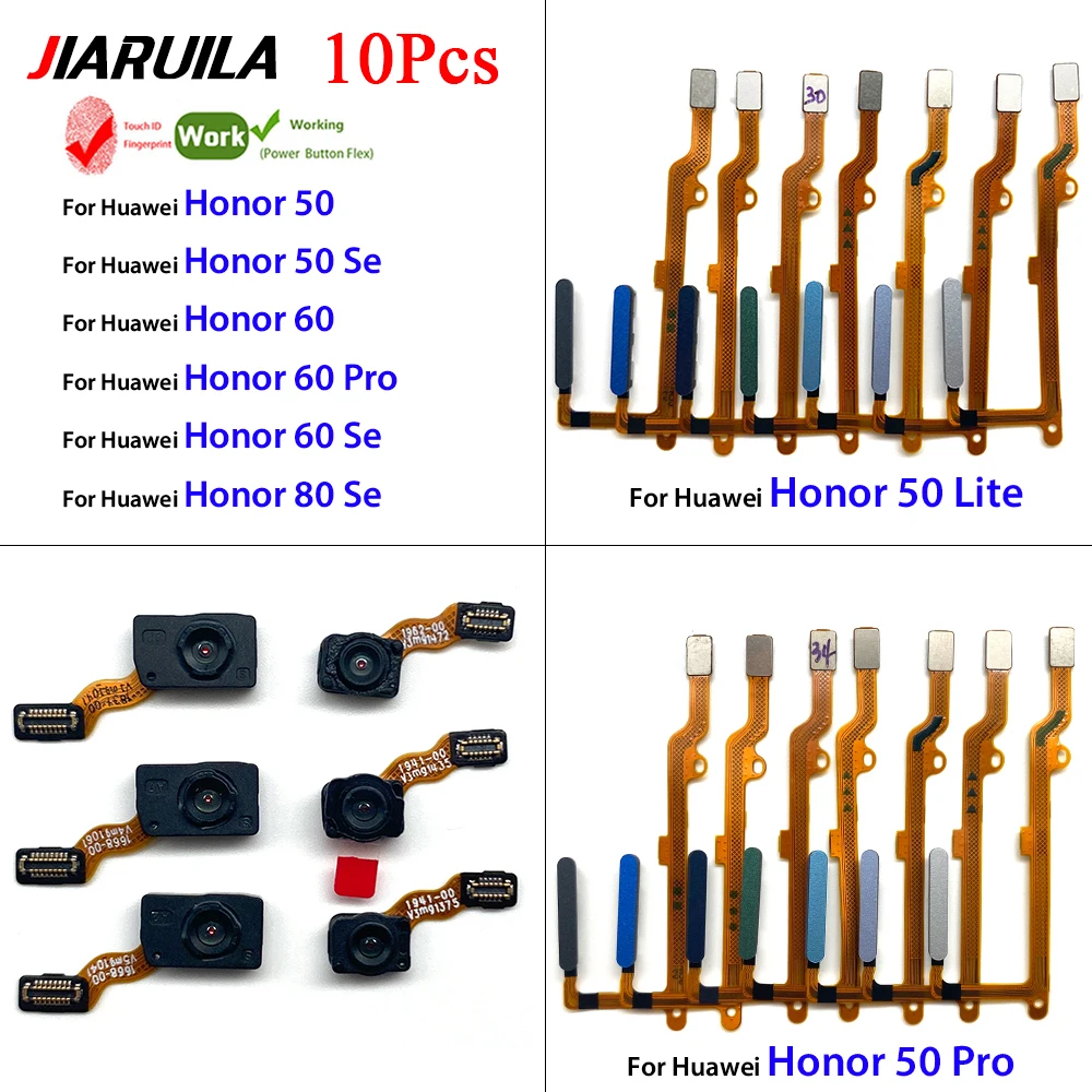

10Pcs NEW Fingerprint Sensor Flex Cable For Huawei Honor 50 Lite 60 Pro 80 Se Fingerprint Touch ID With Power On Off Button Flex