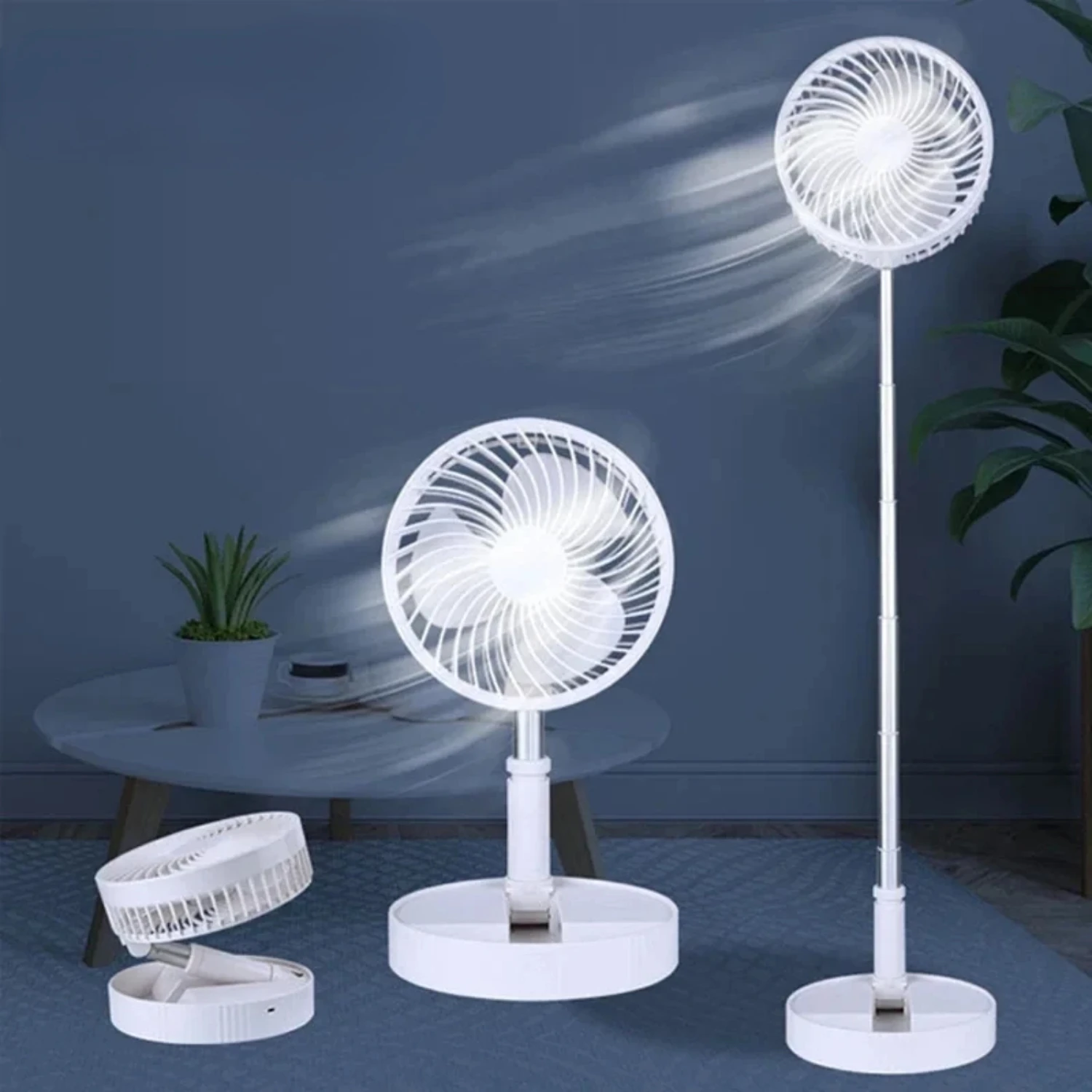 

NEW ZAOXI Air Conditioner - Powerful Portable Folding Telescopic Floor Standing Mini Fan with Remote Control and USB Rechargeabl