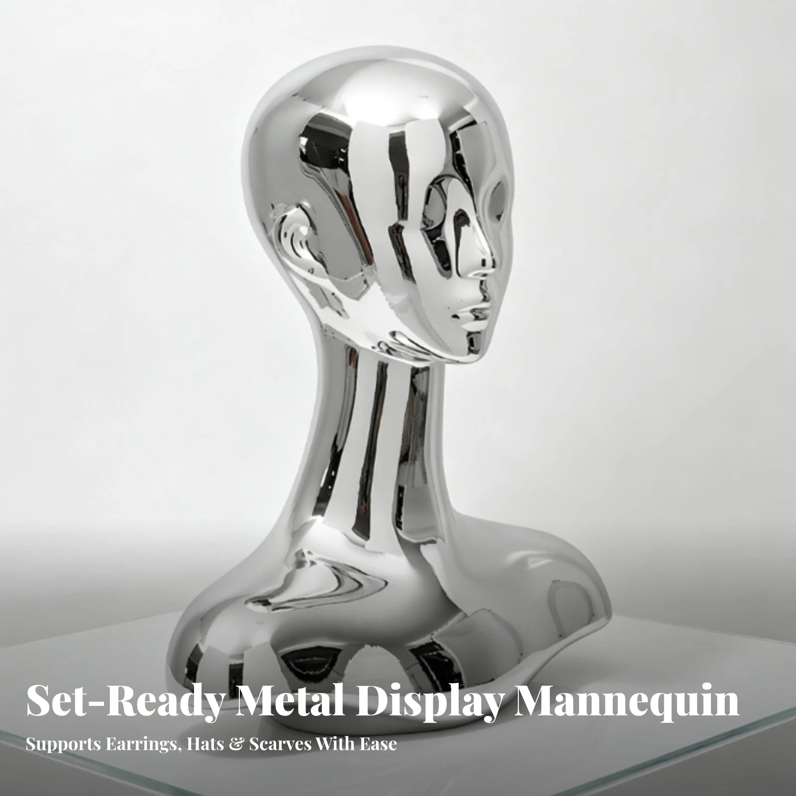 Mannequin Head with Shoulders Long Neck Jewelry Display Mannequin Hairpiece Display Head High-Quality Realistic for Jewelers