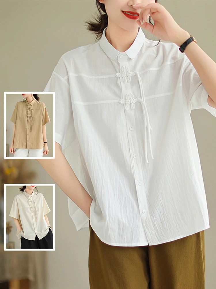 

Женский повседневный тонкий ort Sve irt больших размеров, летний хлопок, однотонный, с отложным воротником, на пуговицах, свободный крой, моющийся