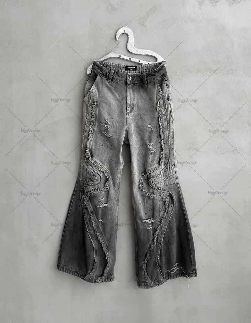 

Streetwear Harajuku Hip-hop Vintage Old Oversized Washing Jeans Women Y2K 2025 Retro Fashion Rock Casual Loose Floor Pants Men
