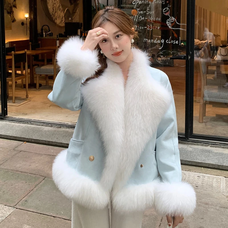 

Women's Imitation Fox Fur Coat, Monochromatic, Slim Outwear, Female Temperament, Leisure, All-match, Warm, Winter Fashion, New