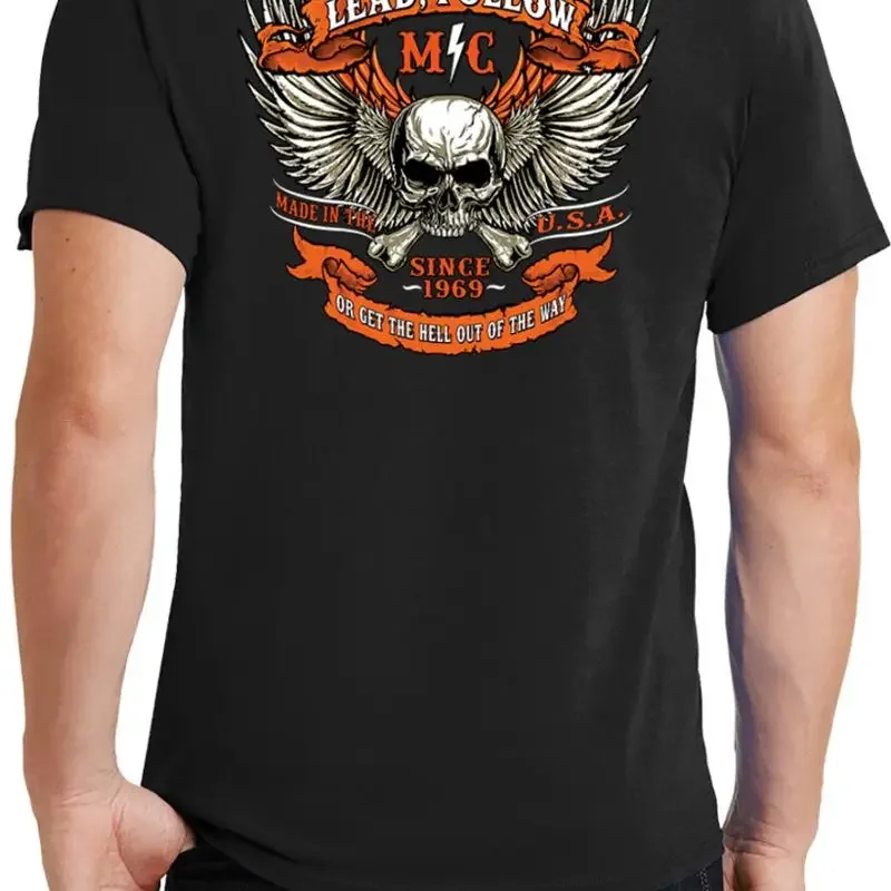 Biker Lead Follow Mc T Shirt Back Print
