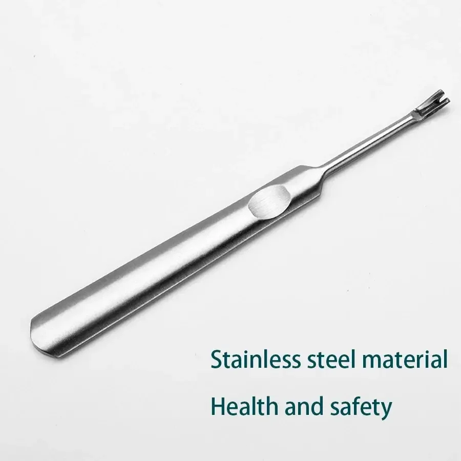 V-förmiger Schieber für abgestorbene Haut, Gabel für abgestorbene Haut, Schaufel aus Edelstahl, professionelles Werkzeug, Nagel-Nagelwäscher