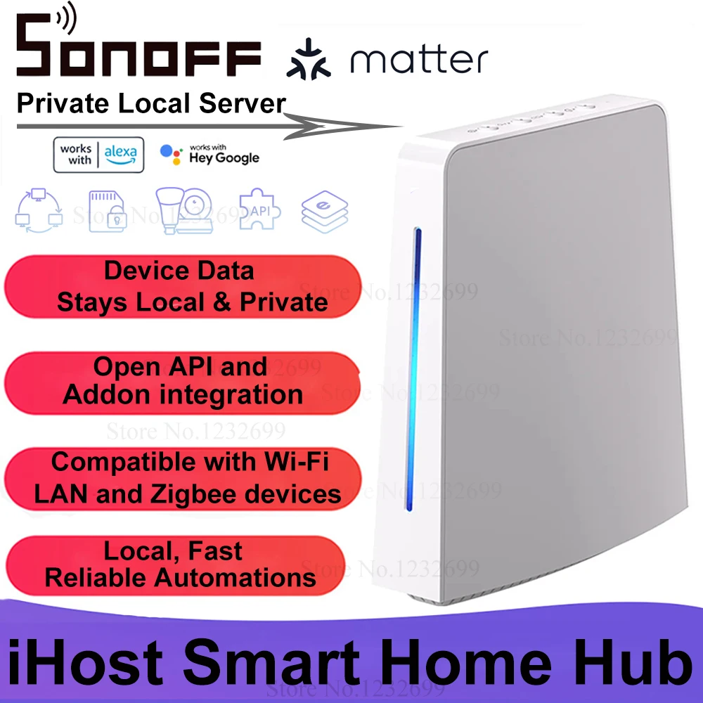 SONOFF iHost Smart Home Hub AIBridge Zigbee Gateway Matter Hub Private Local Server Compatible with Wi-Fi LAN Devices Open API