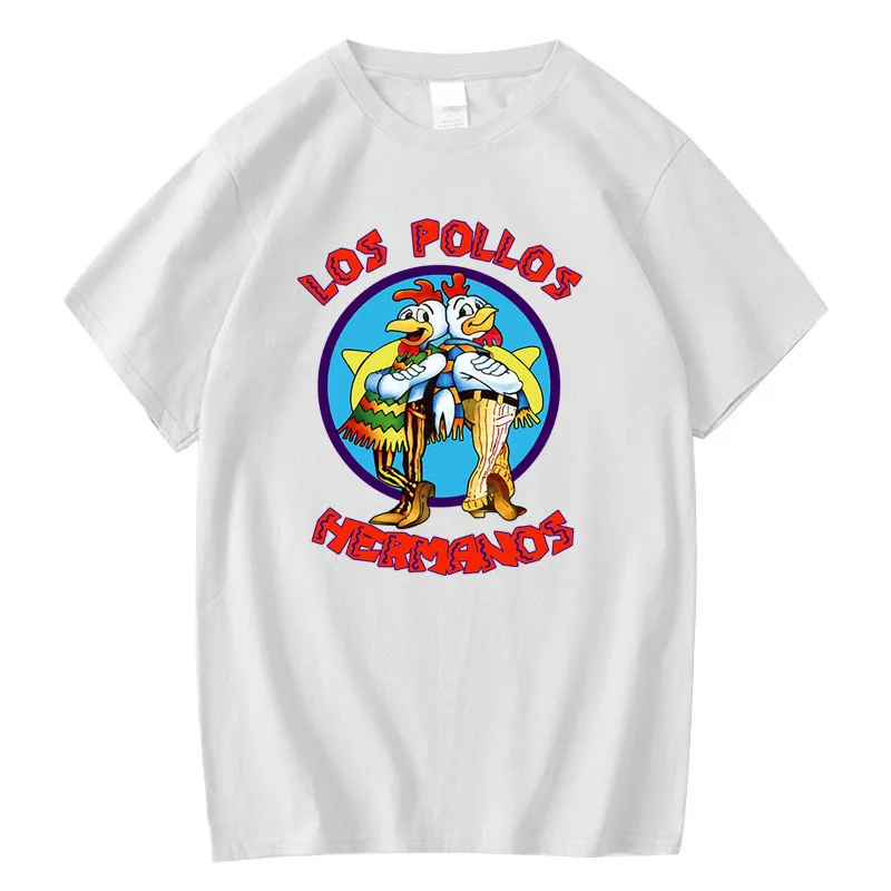 Summer men's short sleeved high-quality deadly LOS POLLOS Chicken Brothers printed men's casual T-shirt for men