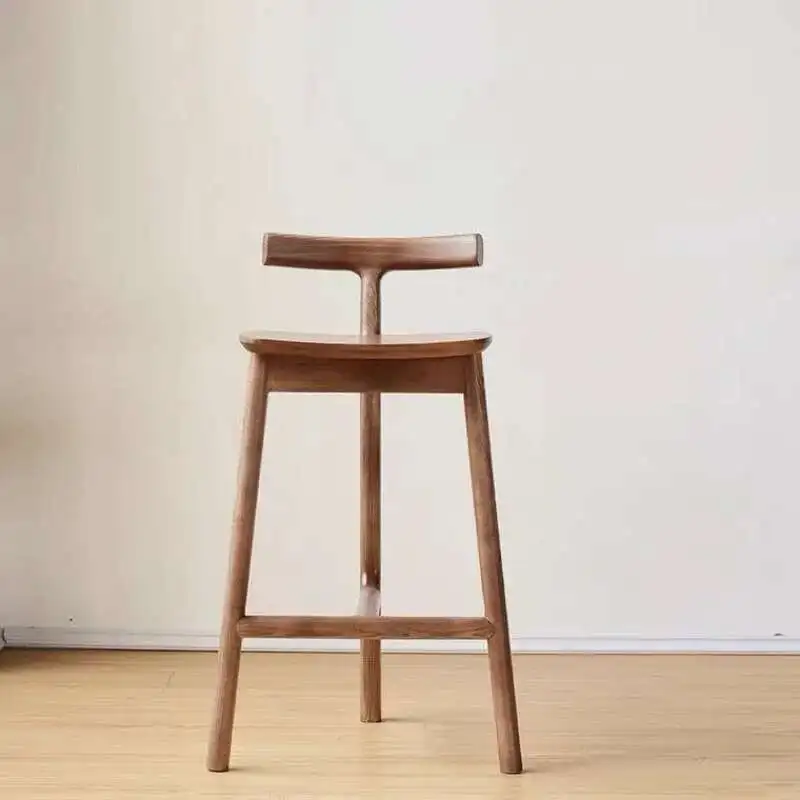 

Wood High Bar Chair Simple Fashionable Island Designer Bar Stools Creative Leisure Modern Household Backrest Chaise Bancos Para