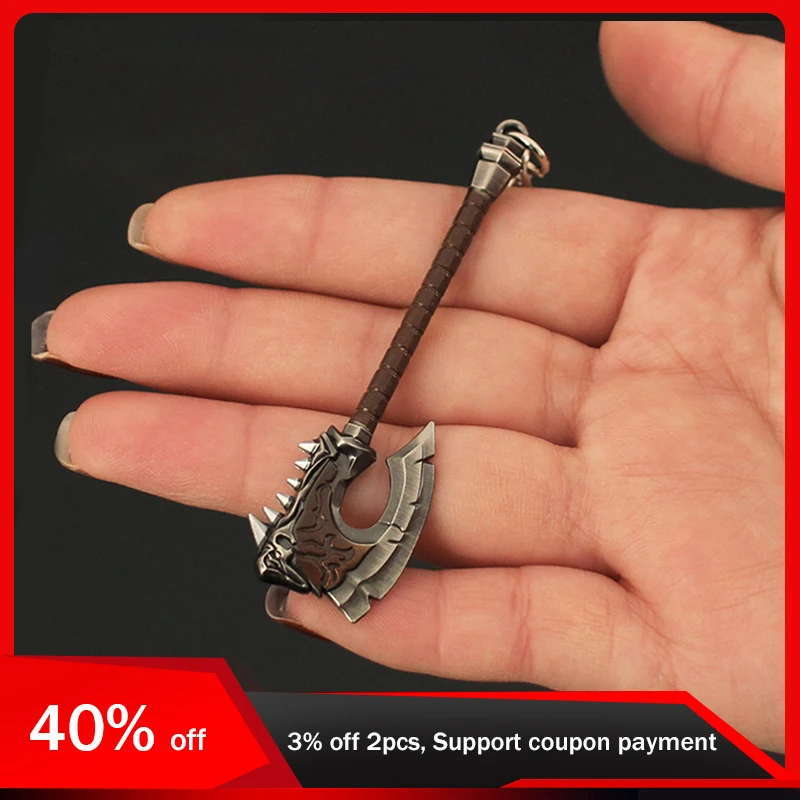 7cm World of Warcraft Gorehowl Two Handed Axe Hellscream Family Orcs Weapon Key Chain Frostmourne Metal Knafe Butterfly Knife