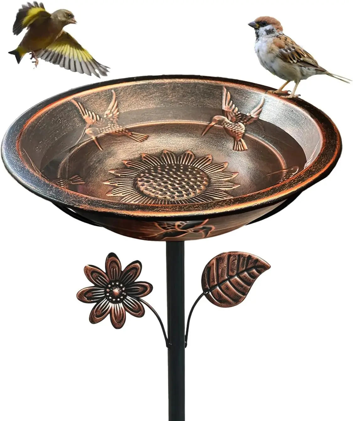 Solar Bird Bath Metal All Season Neutral