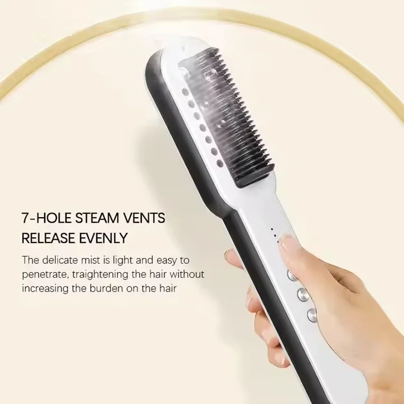 Electric Hot Steam Hair Straightener Comb Brush Beauty Anti-Scald Rapid Heating Straightening Flat Iron  2in1 Curling Irons
