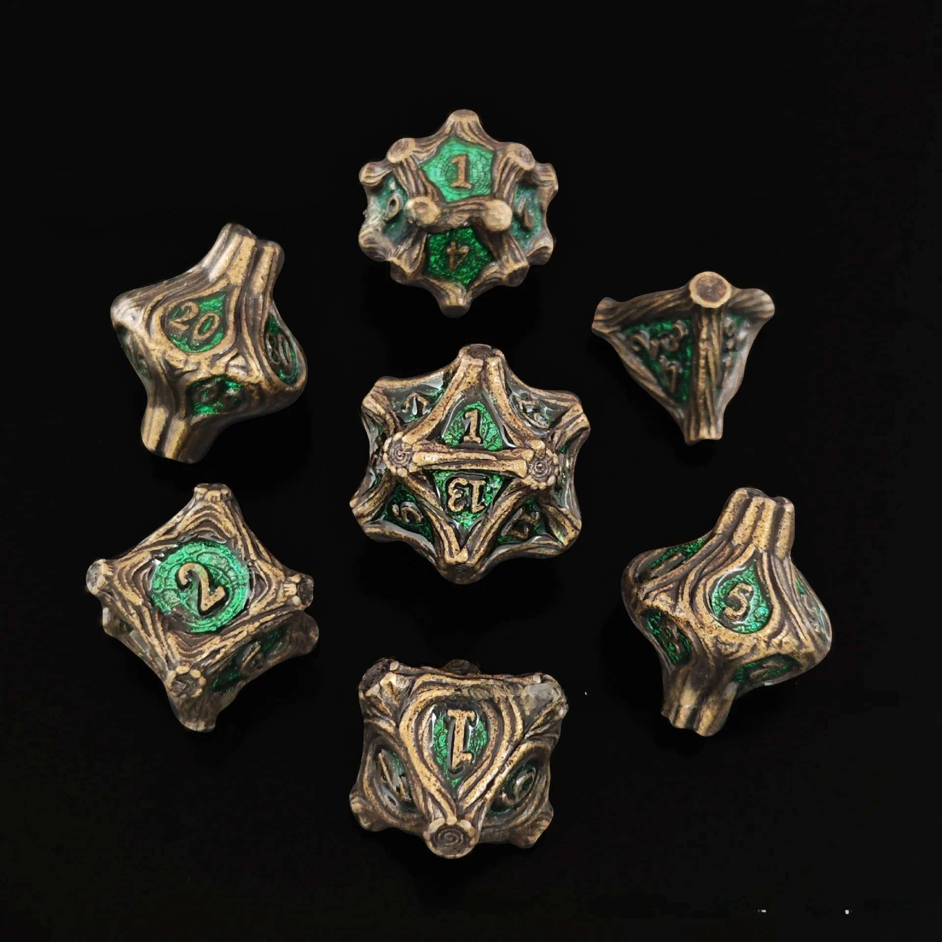 Solid Metal Geometric Mechanical DND Dice Set 7 Pcs Dragon Pattern Polyhedral For Dungeons Dragons Tabletop RPG Gaming Gear