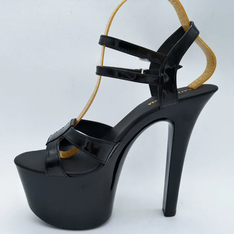 LAIJIANJINXIA New 17CM/7inches PU Upper Fashion Sexy Exotic High Heel Platform Party Women Sandals Pole Dance Shoes G-049