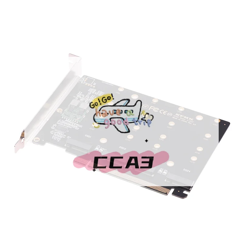4-poorts M.2 NVMe SSD naar PCIE X16M sleutel harde schijf converter lezer uitbreidingskaart, 4 x 32 Gbps overdrachtssnelheid (PH44)