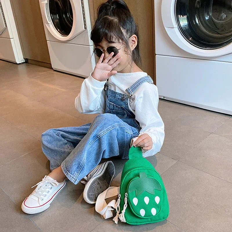 New Cute Little Strawberry Kids Chest Bags Lovely Friut Girl Boy Backpack Children Chest Pouch Pack Travel Crossbody Bag