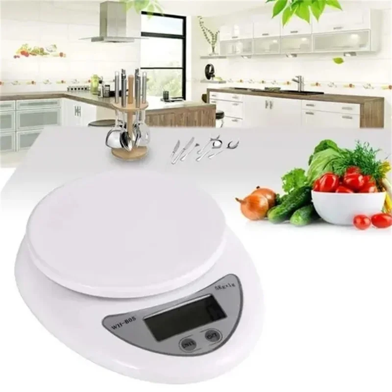 1PC Portable Digital Kitchen Food Scales 5kg 1g Weight Balance Food Diet Kitchen Baking Measuring Tools LED Electronic Scales