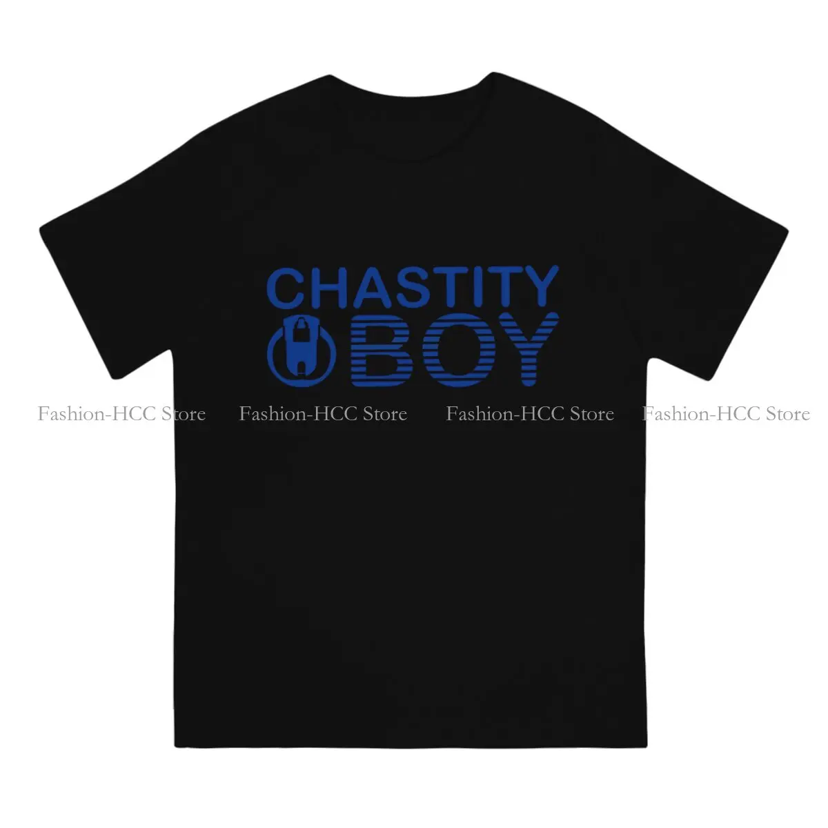 Chastity Boy Blue Label Round Collar TShirt BDSM Basic Polyester T Shirt Men Tops New Design