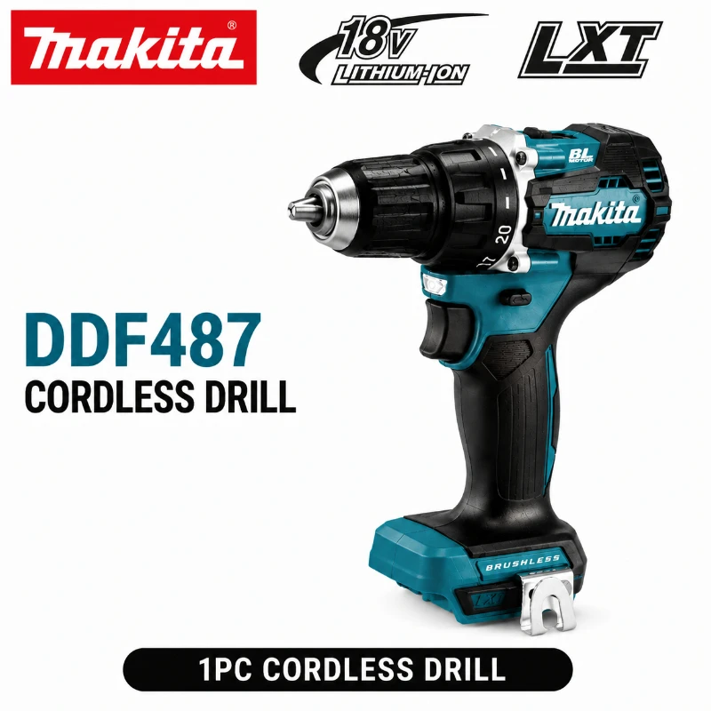 Original Makita 18V Akku-Bohrschrauber DDF487 Bürstenloser Hochleistungs-Bohrschrauber 10mm + Lithium-Akku BL1860B BL1840 6,0Ah Elektrowerkzeug-Set EU-Lagerbestand Schneller Versand