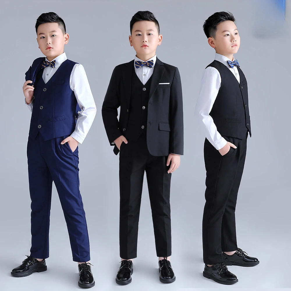 Children's Suit 2024 Autumn/Winter New Fat British Suit Set for Boys Fat Version Piano Hosting Performance Dress