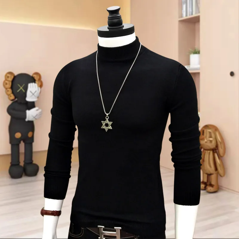 

Men's Long Sve Base irt f High Ne Knitwear Slim Fit Warm Casual Faion Pure Color Autumn Winter Versatile Knitted ...