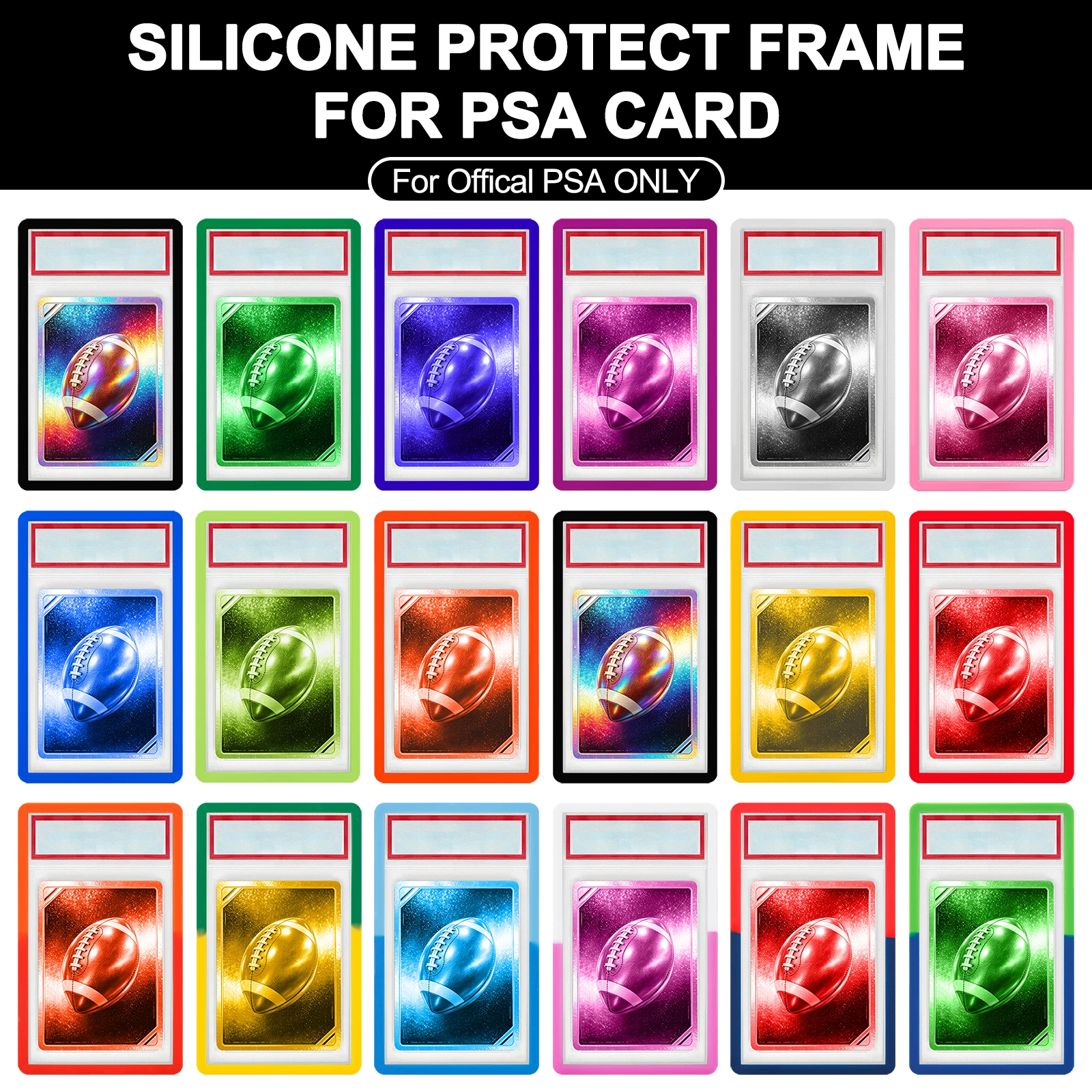 18pcs Silicone Bumper Case Guard Protector Display Sleeves Skin For PSA 35PT Graded Trading Card Slab Sports Game Storage Holder