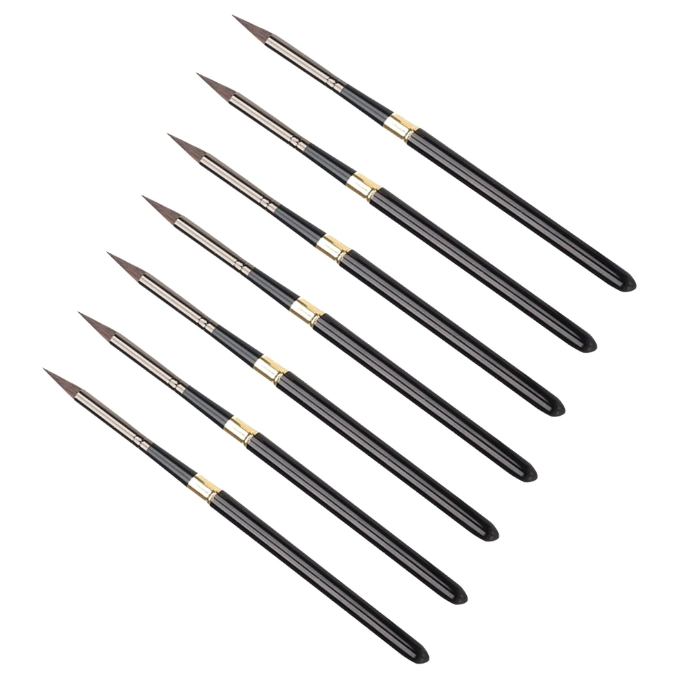 

7pcs Removable Metal Rod Wolf Hair Brushes Watercolor Oil Paint Students Artists with Durable Bristles Sturdy Handles