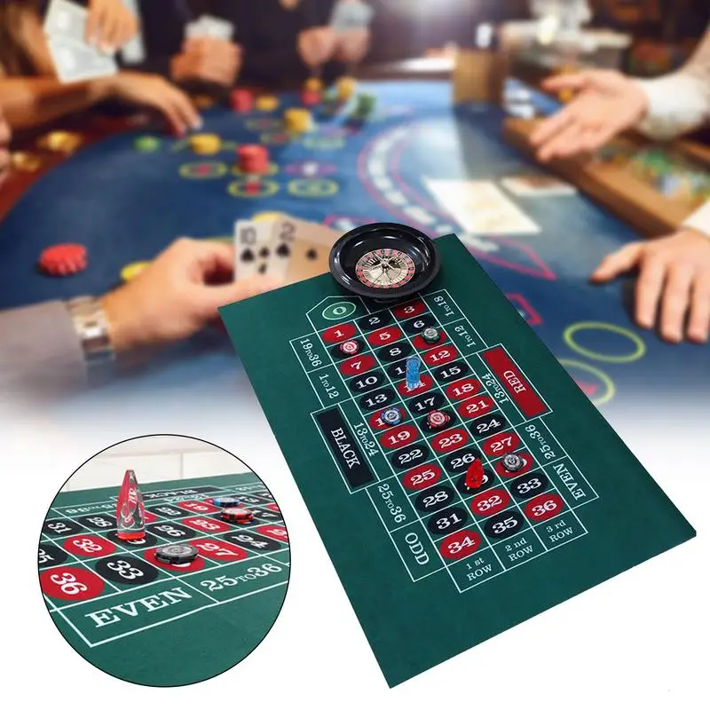 Double-sided Poker Layout Mat Blackjack and Texas Holdem Available Table Mat Craps and Roulette Table Felt Green Fabric Mat