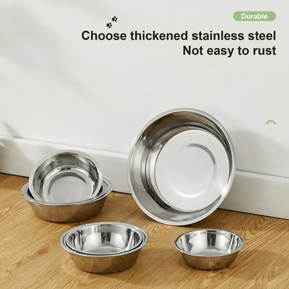 Easy to Clean Pet Bowl Durable Stainless Steel Pet Bowls Easy to Clean Rust-resistant Cat Dog Food Dishes Smooth Surface Pet