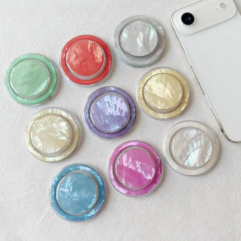 

Drip Glue Colored Natural Scallop Shell Pattern Magnetic Phone Holder Desktop Orange Phone Support Stand Apple 17