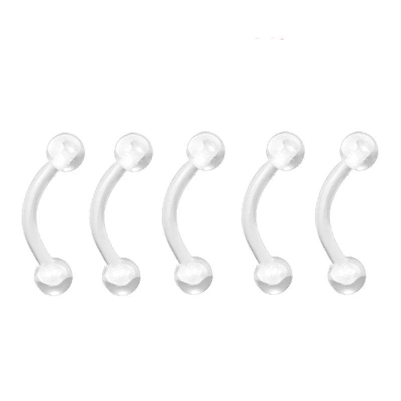 16 Gauge Clear Acrylic Bioflex Curved Barbell Eyebrow Belly Lip Tragus Ring Conch Piercing Jewelry Retainers